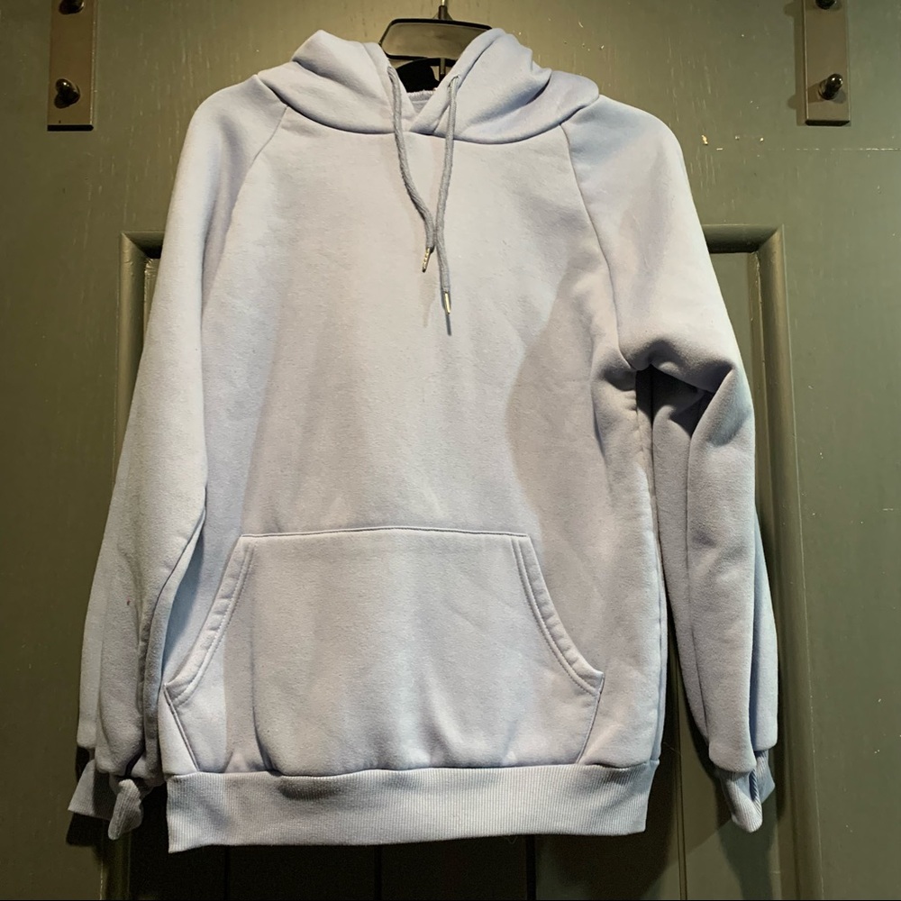 Shein Pale Blue Basic Essential Womens Polyester Hoodie